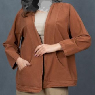 کت کراپ الیاف طبیعی مدل هستی رنگ نسکافه ای
