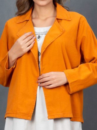 کت کراپ الیاف طبیعی مدل هستی رنگ پرتقالی