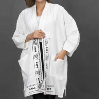 کت الیاف طبیعی مدل مصری رنگ سفید