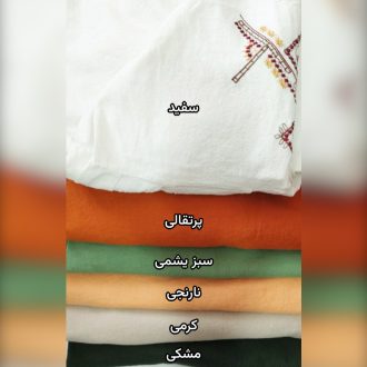 مانتو الیاف طبیعی مدل ترنج رنگ بندی