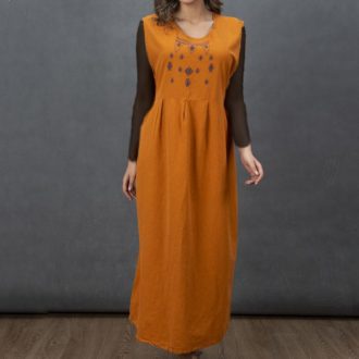سارافون الیاف طبیعی مدل پناه رنگ خردلی