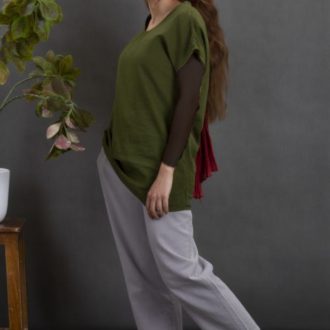 تاپ الیاف طبیعی مدل سحر رنگ سبز