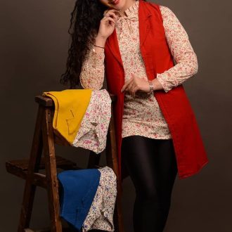 وست جلیقه شومیز گل گلی سنتی سایز نوجوان