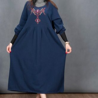 مانتو الیاف طبیعی ترنج - رنگ سورمه ای